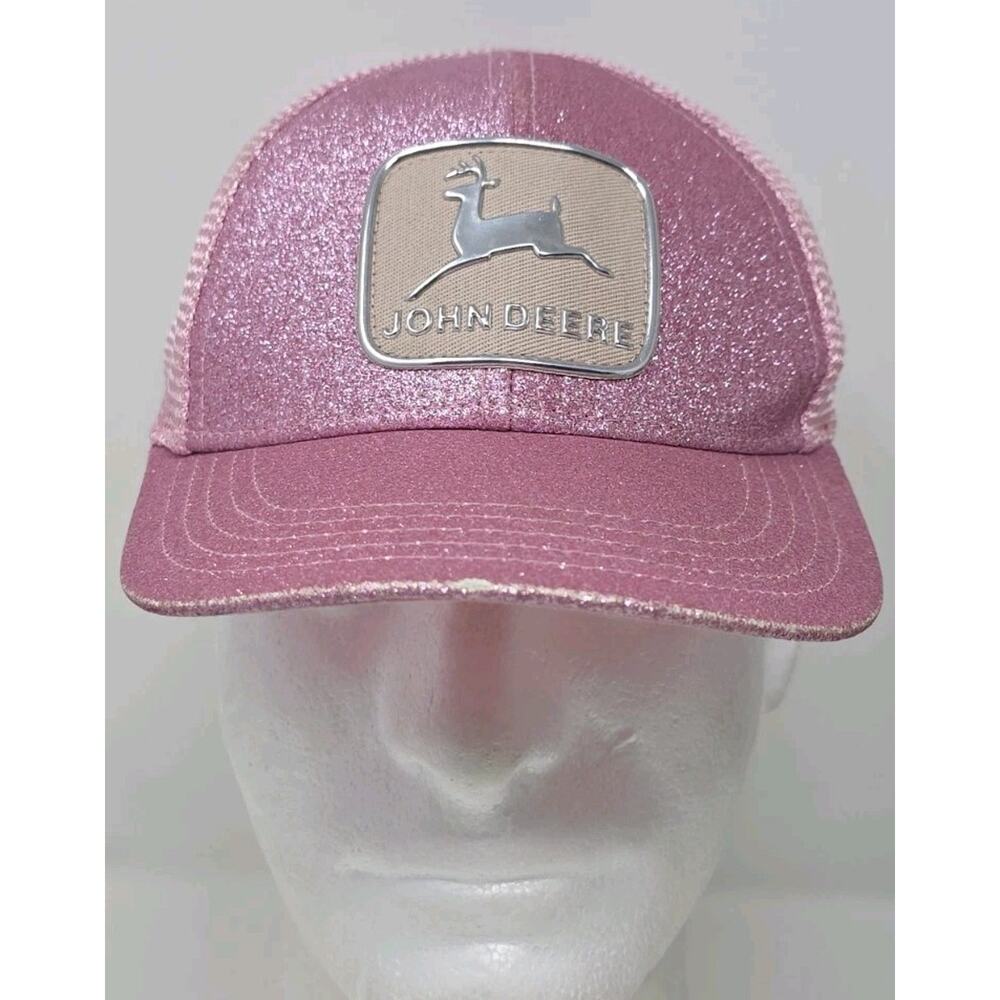 Genuine JOHN DEERE Pink Glitter Toddler Snapback Hat Baseball Cap Tractor Farm